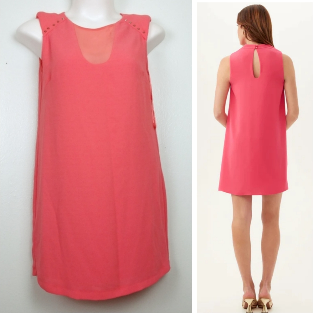 Zara Shift Dress Keyhole Size Large L Pink Blush Casual Office Career